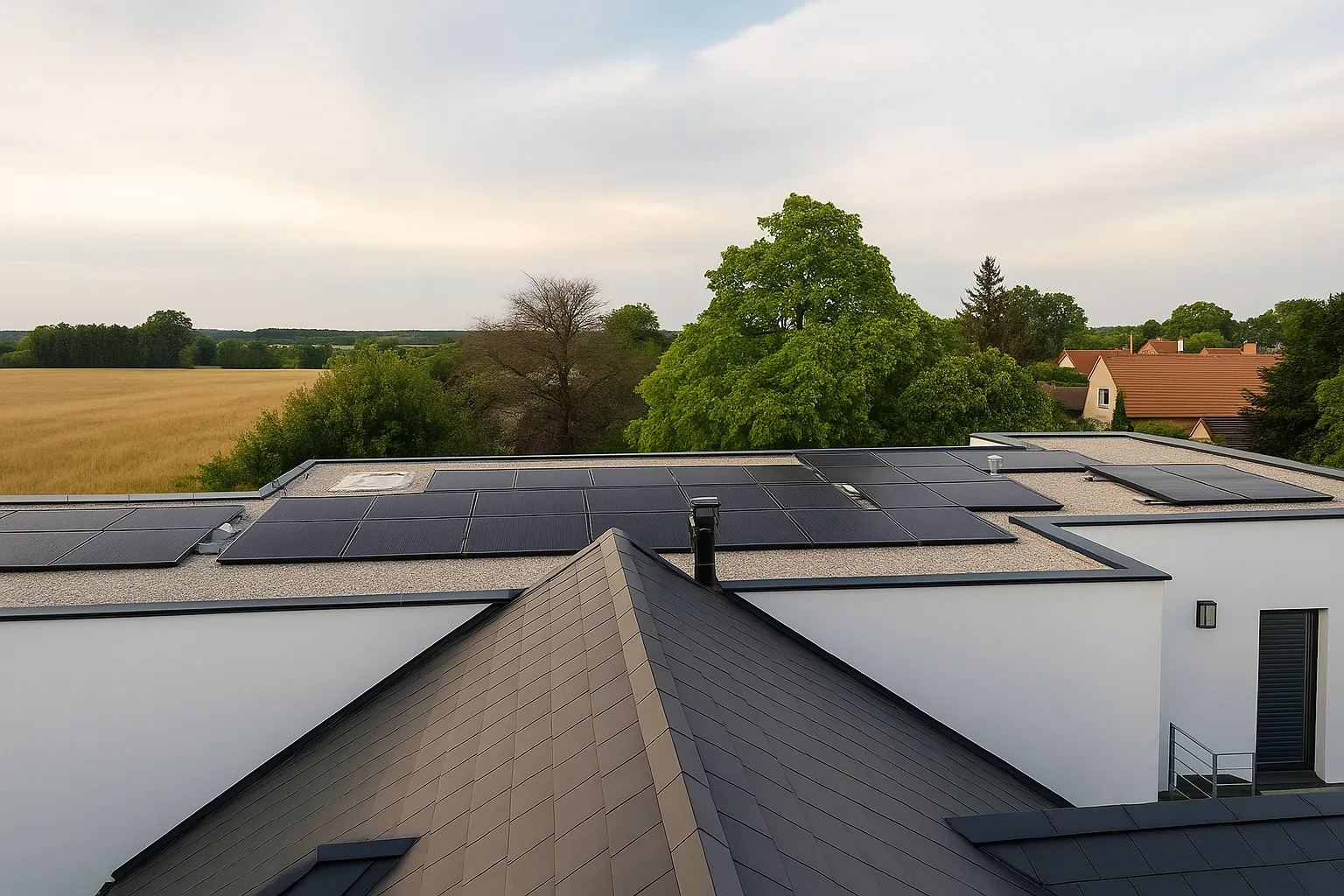 Installation solaire sur toiture plate dans le Rhône — 17 kWc